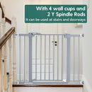 Babelio Metal Baby/Pet Gate, 29-48'' Auto Close Easy Install, Extra Wide Walk Thru for Child Safety, Pressure Mounted Dog Door for Doorways & Stairs, with Y Spindle Rods, Grey by TinyTreasures Baby Boutique