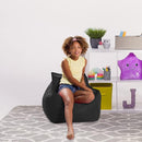 Posh Creations Bean Bag Chair Structured Comfy Seat Use for Gaming, Reading and Watching TV, Newport, Black by TinyTreasures Baby Boutique