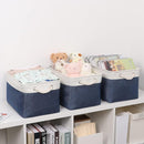 Bidtakay Storage Baskets Collapsible [3-Pack] Decorative Storage Bins with Cotton Rope Handles 15 X 11 X 9.5 Inch Organizing Baskets for Shelves Clothes Closet Navy Blue Baskets for Gifts Empty by TinyTreasures Baby Boutique