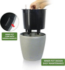 Dexceder 11x10 Inches Self Watering Planter Indoor Outdoor, Inner Pot Design, Thickened Table Flower Plant Pot with Water Level Indicator (Grey Gold Crackle) by CozyNest Decor