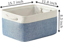 TcaFmac Storage Bins for Organization - Large 3 Pack Canvas Storage Basket for Shelves with Handles, Collapsible Baskets for Organizing for Closet Dog Laundry (White & Blue16x12x8 inch) by TinyTreasures Baby Boutique