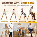 Convertible High Chairs for Babies & Toddlers. 5-in-1 Adjustable High Chair with Removable Tray, Easy to Clean, Portable (White Khaki) by TinyTreasures Baby Boutique