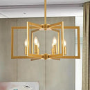 Modern Farmhouse Gold Chandeliers for Dining Room, 6-Light Industrial Metal Chandeliers Geometric Pendant Lights Kitchen Island for Entryway Stairway Foyer Hallway by CozyNest Decor