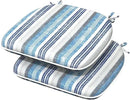 Indoor/Outdoor Chair Cushions 16x17 Inch, Patio Chair Cushions with Ties, All Weather Seat Cushions for Patio Furniture Home Garden Chair Use, Set of 2, Stripe Layered Blue by GreenHaven Gardens