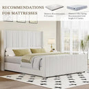 HOMBCK Queen Bed Frame Upholstered Platform Bed with Vertical Channel Tufted Headboard & Footboard, Wingback Design/Noise Free/No Box Spring Needed/Easy Assembly, Cream by CozyNest Decor