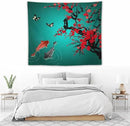 Houselerax Japanese Koi Fish Tapestry, Cherry Blossoms Asian Oriental Green Teal Floral Branch Koi Fish Carp Tapestries Wall Hanging for Bedroom Living Room Office Decor 60"x50" by CozyNest Decor
