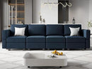 Belffin Modular Sofa Couch with Storage Seats Sectional Sofa Velvet Sofas for Living Room Blue by CozyNest Decor