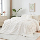 NEWCOSPLAY Faux Fur Queen Blanket Ivory Bubble Blanket Thick Warm Soft for Couch Sofa Bed 550GSM (Ivory, Queen(90"x90")) by CozyNest Decor