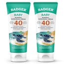 Badger Mineral Baby Sunscreen Cream SPF 40, 98% Organic Toddler Sunscreen with Zinc Oxide, Broad Spectrum, Reef Safe, Water Resistant, Pediatrician Tested Baby Sunblock, 2.9 fl oz, 2-Pack by TinyTreasures Baby Boutique