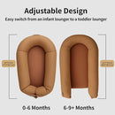Baby Lounger, Deluxe Infant Lounger, Baby Nest Cover for Baby, Breathable Cotton, Adjustable Baby Floor Seat for Tummy Time, Newborn Essentials for Baby 0-12 Months (Brown) by TinyTreasures Baby Boutique