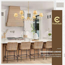 6 Light Boho Rattan Chandelier 44'' Brass Gold Chandelier Light Fixture Hand Woven Dining Room Chandeliers for Entryway Bedroom Living Room Bathroom by CozyNest Decor