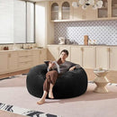 Bean Bag Chair 5Ft, Memory Foam Filled, Large Beanbag Chairs for Adults and Teens, Soft Sofa with Removable Flannel Cover, Round Couch for Living Room Bedroom College Dorm (Black, 5FT-60×60"×24") by CozyNest Decor