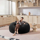 Bean Bag Chair 4Ft, Memory Foam Filled, Large Beanbag Chairs for Adults and Teens, Soft Sofa with Removable Flannel Cover, Round Couch for Living Room Bedroom College Dorm (Black, 4FT-47×47"×24") by CozyNest Decor