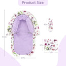 GFU Baby Car Seat Head Support for Newborn, 2 in 1 Infant Car Seat Head Body Support with Strap Pads, Soft Stroller Cushion Pillow Insert for Girls and Boys, Fits for Stroller, Swing, Purple Floral by TinyTreasures Baby Boutique