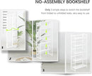 4NM No Assembly 5 Tiers Folding Bookshelf, 59.4" H Foldable Storage Shelves Vintage Bookcase Standing Racks Study Organizer Home Office - All White by CozyNest Decor