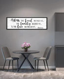 Bless the Food Before Us Wall Decor: Farmhouse Rustic Kitchen Signs Wall Decor Framed Hanging Wall Plaques 12" x 40",Inspirational Quotes The Family Beside Us Signs by CozyNest Decor