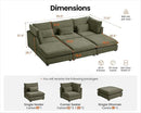 Oversized Modular Sofa, Extra Deep Cloud Chenille Sectional Couch with Ottoman Chaise, Fluffy Chenille 6 Seater Couch Bed for Living Room, Villa (Sofa Bed 6 Seater, Chenille Green) by CozyNest Decor