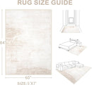 Area Rugs 5x7 Living Room: Washable Rug Modern Abstract Large Rug Soft Non Slip Neutral Rug Stain Resistant Indoor Carpet for Bedroom Kitchen Dining Room Table Nursery Home Office Rugs(Beige,5'x7') by TinyTreasures Baby Boutique