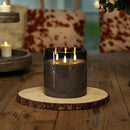 Homemory 6X6'' Extra Large Flameless Candle with 3 Wicks, Glass LED Pillar Candle, Real Wax Battery Operated Candle with Remote Control and Timer, Grey by CozyNest Decor