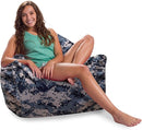 Posh Creations Structured Comfy Bean Bag Chair for Gaming, Reading and Watching TV, Malibu Lounge, Nylon - Camo Digital by TinyTreasures Baby Boutique
