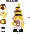Garden Figurines Gnome Statue Decorations - Solar Resin Spring Bee Gnome Figurine Solar Garden Lights Outdoor Decorations Waterproof for Patio,Yard,Lawn, by GreenHaven Gardens