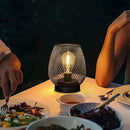 2 Pack Battery Operated Lamp Outdoor Table Lantern,Metal Cage Cordless Lamps with LED Bulb for Weddings Parties Patio Events Indoor Outdoor Patio Bedroom Living Room（Black by GreenHaven Gardens