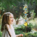 FONMY Gazing Ball Spiral Tail -Decorative Wind Spinner Sun Catcher Rainbow Maker Double-Spiral W/Golden Crystal Ball and Chain Crystals for Indoor Outdoor Garden Decoration -14 inch Height by GreenHaven Gardens