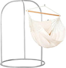 LA SIESTA - XL King Habana Cotton Hammock & Romano Steel Stand - Indoor Outdoor Hanging Chair Swing for Bedroom Porch Balcony - Boho Hanging Chair - Latte by GreenHaven Gardens