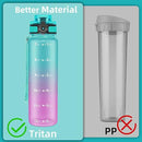 OLDLEY 32 oz Water Bottle, Motivational Water Bottle with Time Marker, Sports Water Bottle With Strap, Leakproof & BPA Free Large Water Bottles for School, Gym, Travel,Tritan,Green&Purple by CozyNest Decor