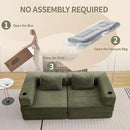 78" W Loveseat Sofa, 4 in 1 Convertible Floor Sofa Bed, Boneless Cloud Couch with Cup Holder, Fold Out Floor Couch, Loveseat Recliner Sleeper for Living Room Bedroom Lounge(Corduroy, White) by CozyNest Decor