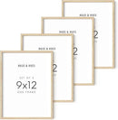 HAUS AND HUES Set of 4 Wooden Frames - 9x12 Picture Frames, Natural Wood, Beige Oak by CozyNest Decor
