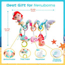 Koty Carseat Toys Hanging, Blue Mermaid Stroller Toys for Babies 0-6 Months, Baby Car Seat Toy with Crinkle, Teether, Music Box, Rattle, BB Squeaker for Babies Boys Girls Gifts (Blue Mermaid) by TinyTreasures Baby Boutique