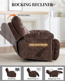 Oversized Recliner Chair Manual Swivel Rocker Recliner for Living Room Chenille Overstuffed Nursery Reclining Sofa Chair Rocking Recliners for Adults 400lbs (Manual, Brown) by CozyNest Decor