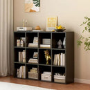 12-Cube Storage Shelf Bookcase - Wooden 3-Tier Floor Standing Open Bookshelf for Home and Office, Display Cabinet, Black by CozyNest Decor