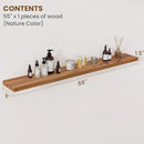 Floating Shelves for Wall Decor, 8" Deep Rustic Solid Elm Wood Floating Shelves Wall Mounted, Wall Shelves with Invisible Bracket for Living Room Bathroom Bedroom Kitchen, 55 Inch Set of 1, Natural by CozyNest Decor