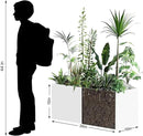 Outdoor Metal Planter Box - Heavy-Duty Rectangular Trough, All-Weather Rust-Resistant Design with 6 Drainage Holes | Large 36x15x15 Inch for Patio, Porch & Garden, White by GreenHaven Gardens