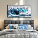 PHAOHUAXM Large Canvas Wall Art For Living Room Wall Decor For Bedroom Ocean Inspiration Wall Pictures Office Mural Decorations Posters Blue Wave Paintings Modern Home Decor Black Framed 24x48 In by CozyNest Decor