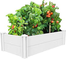 45''x22.5'' Raised Garden Bed Kit | Planter Box Outdoor for Gardening, Whelping Pen | Easy Vinyl Plastic Garden Planter Box with Grow Grid-White by GreenHaven Gardens