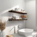 36 Inch Floating Shelves for Wall Rustic Brown Wood Wall Shelves for Bedroom Set of 4 by CozyNest Decor