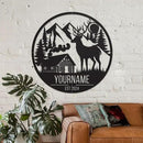 Personalized Deer Forest Name metal Signs,Custom Shed Metal Wall Decor,Black Deer Metal Wall Art Decor,Deer Home Metal Signs Plaques,Outdoor wall Decorative Signage (Style B) by CozyNest Decor