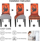 JQinHome Orange Halloween Chair Slipcover,Cat Chair Covers Set of 6, High Stretch Washable Chair Protector Cover for Dining Room, Kitchen,Home Party,Wedding Ceremony(Cat Orange,6PC) by CozyNest Decor