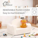 Welnow 2-in-1 Kids Sofa Chair, Convertible Toddler Chair Flip Out Children Sofa Chair with Wave Armrests Folding Kids Play Sofa with Side Pockets & Removable Cover Armchair for Girl or Boy by CozyNest Decor