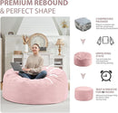 4FT Bean Bag Chair, Large Bean Bag Chairs with Memory Foam Filled, Fluffy Beanbag Sofa with Dutch Velvet Cover, Round BeanBag Chairs for Living Room, Playroom - Light Pink by TinyTreasures Baby Boutique
