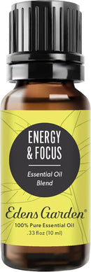Edens Garden Energy & Focus Essential Oil Blend- 100% Pure Premium Grade, Undiluted, Natural, Therapeutic, Aromatherapy, The Best for Diffusing, Kid Safe, Humidifiers, Skin 10 ml (.33 fl oz) by CozyNest Decor