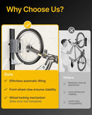 monTEK Automatic Lift EBike Rack – Fits 24-29" Tires, Heavy-Duty Vertical Wall Rack for Bicycles (Up to 71 lbs) - Effortless Lifting, Easy Install - Space-Saving Storage for Garage, Shed, BG by GreenHaven Gardens
