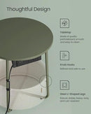 VASAGLE Side Table with Charging Station, Round End Table with Fabric Basket, Nightstand with Power Outlets, USB Ports, for Living Room, Bedroom, Modern, Forest Green and Cream White ULET228C04 by CozyNest Decor