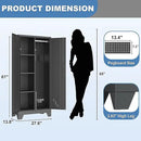 61" Broom Closet Storage Cabinet, Metal Storage Cabinet with Doors, Utility Cabinets for Brooms and Mops, Cleaning Tool Cabinets for Garage, Laundry Room, Bathroom by CozyNest Decor