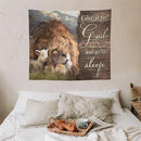 yowecso Lion and Lamb Tapestry Give It To God And Go To Sleep Tapestry Wall Hanging for Bedroom Christian Religious Tapestries Aesthetic Wall Decor for Home Dorm Living Room 50"x60" by CozyNest Decor