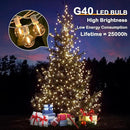 50FT LED G40 Globe String Lights White, Shatterproof Outdoor Patio String Lights 2200K with 50+2 Dimmable Edison Bulbs, Backyard Outdoor Hanging Lights, Bistro Waterproof for Balcony Party Wedding by CozyNest Decor