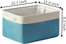 TcaFmac Storage Basket for Organizing - Large 4 Pack Fabric Storage Bins Baskets for Shelves with Ropes, Collapsible Storage Cubes for Closet Toy (White & Green16x12x8 inch) by TinyTreasures Baby Boutique